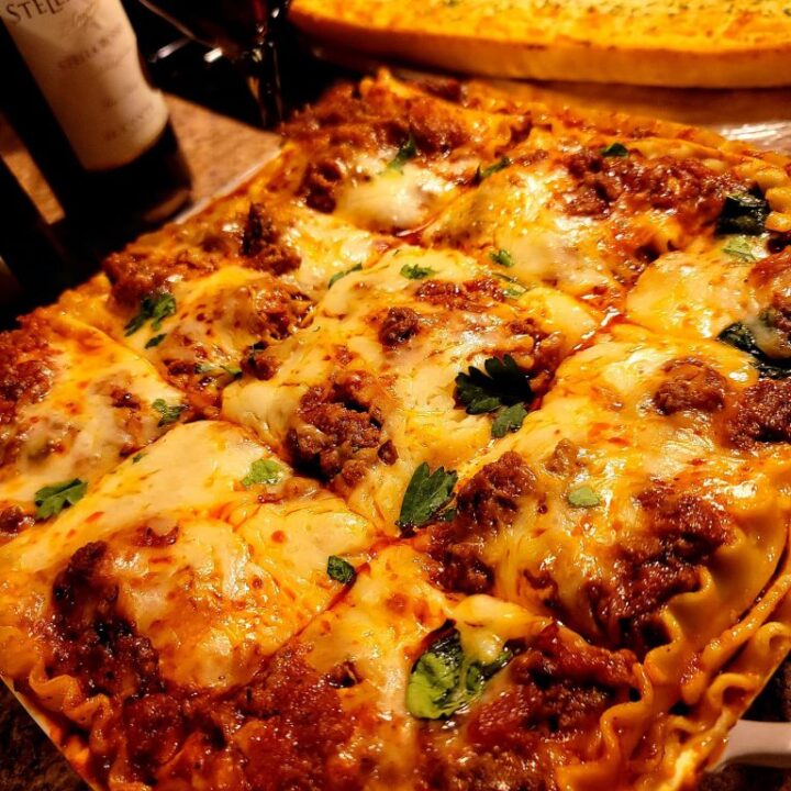 Homemade Four Cheese Lasagna With Italian Sausage And Beef