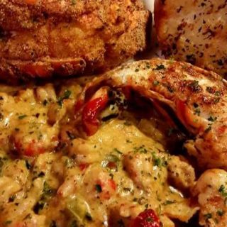 Crawfish Ravioli with Lobster and Garlic Toast