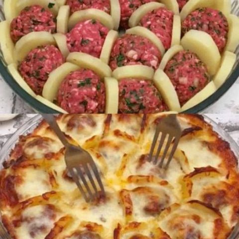 Boil Potatoes And Slice Them. Arrange With Meatballs And Cheese And Bake For A Delicious French Treat