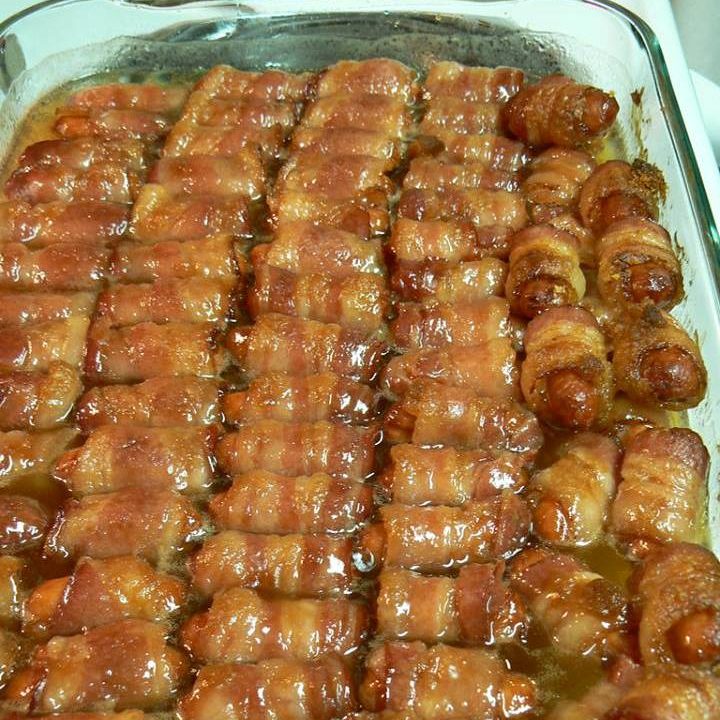 BACON WRAPPED SMOKIES WITH BROWN SUGAR AND BUTTER