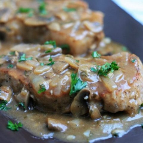 SOUTHERN SMOTHERED PORK CHOPS IN BROWN GRAVY