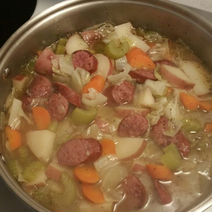 INSTANT POT CABBAGE, SAUSAGE AND POTATO SOUP