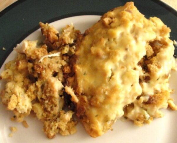 tasty chicken and stuffing :