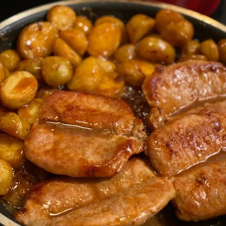 HONEY MUSTARD PORK CHOPS AND POTATO SKILLET