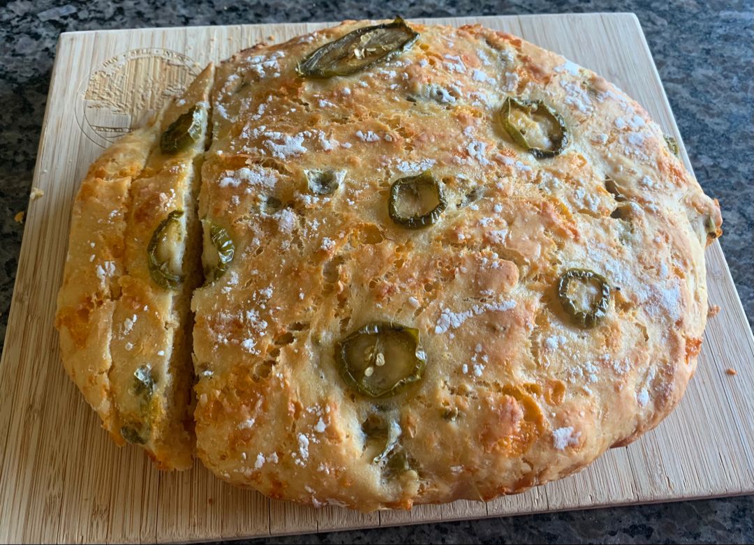 EASY NO KNEAD JALAPENO CHEESE ARTISAN BREAD