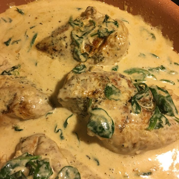 ONE PAN CHICKEN AND POTATOES WITH GARLIC PARMESAN SPINACH CREAM SAUCE ...