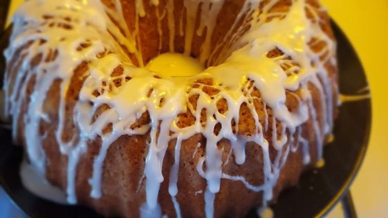 Cinna-bun Cake in the oven - Delish Grandma's Recipes