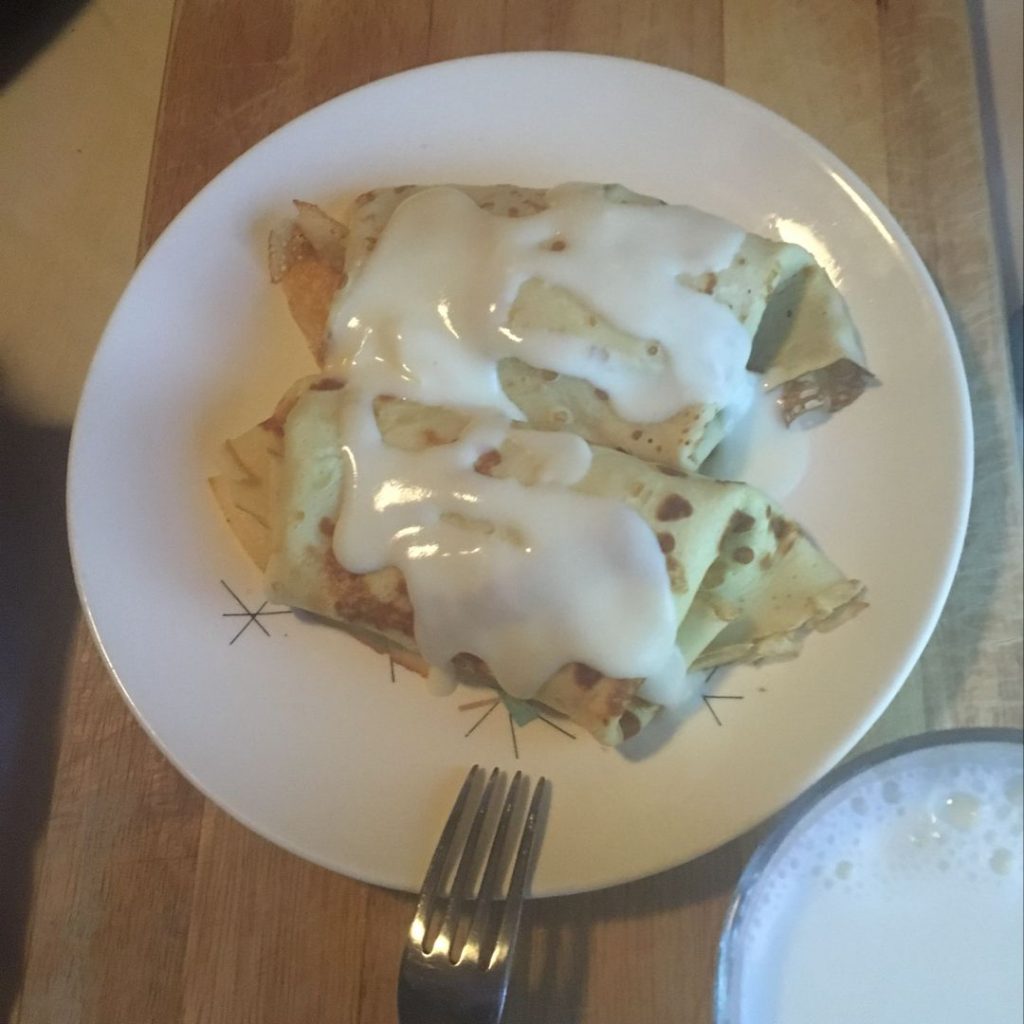 CHICKEN AND MUSHROOM CREPES WITH BECHAMEL